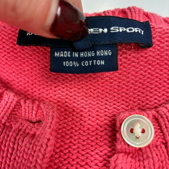 Ralph Lauren Sport Pink Cotton Button Front Cardigan Size L - Picture 5 of 9